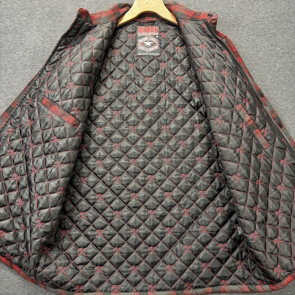 Dixxon Flannel Co Jacket Mens L The Forge Quilt Lined Snap Zip Shacket Red Gray - Picture 13 of 16